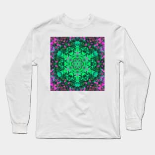 Digital Mandala Green and Purple Long Sleeve T-Shirt